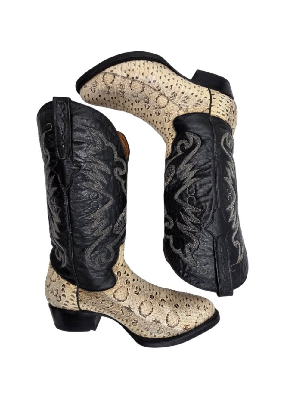Vintage 10.5 Russel’s Viper Natural Snakeskin Cuadra Exotic Cowboy Western Boots - Picture 10 of 16